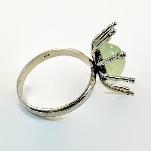 Vintage Jade Ring Sterling Silver: Handcrafted Modern Minimalist Bohemian - Picture 5 of 5